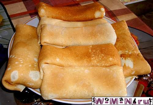 блины на молоке с мясом